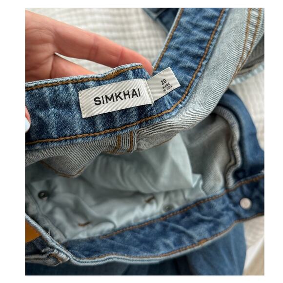 Simkai Jude Wide Leg Denim Jeans Medium Wash Ombre Cuffs USA 29 - Picture 6 of 11